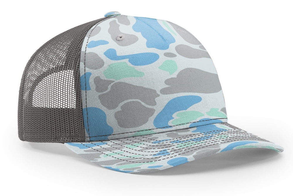 Richardson 112PFP Printed Five Panel Trucker Saltwater Duck Camo/Charcoal