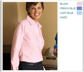 Harriton Ladies Long-Sleeve Oxford with Stain Release | Long-Sleeve Polo Ladies Shirt
