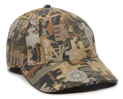 Outdoor Cap: Wholesale Outdoor Brand Camo/Orange Hunting Hat w/ 4 LED Lights