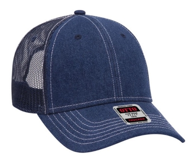 Otto Caps: Otto Washed Denim Pro Style Trucker Hat | CapWholesalers