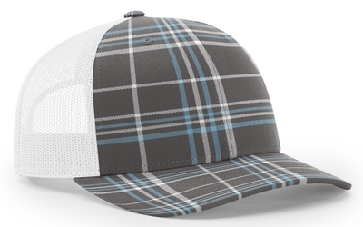 Richardson 112 Trucker Plaid Pattern Twill Trucker Mesh Cap - CapWholesalers