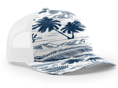 Richardson 112 Trucker Island Pattern Twill Trucker Mesh Cap - CapWholesalers