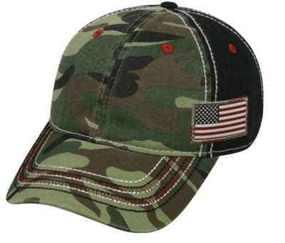 Outdoor Caps: Camo with Flag Cap | Wholesale Blank Caps & Hats