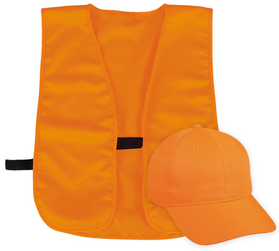 Outdoor Safety Blaze Cap and Polyester Vest Set | Wholesale Hats