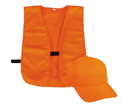 Outdoor Safety Blaze Cap and Polyester Vest Set | Wholesale Hats
