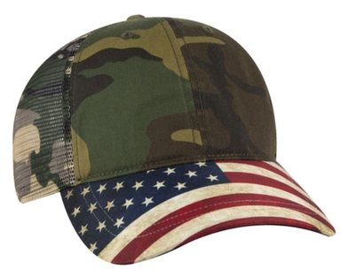 Wholesale Otto Caps: American Flag Visor Mesh Backed | Wholesale Hats 