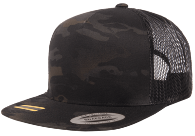 Yupoong Flat Bill Classic 5 Panel Trucker Camo Hat by Cap Wholesalers