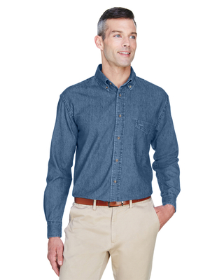 Harriton Mens 6.5 oz. Long-Sleeve Denim Shirt | Mens Denim  / Twill Woven Shirts