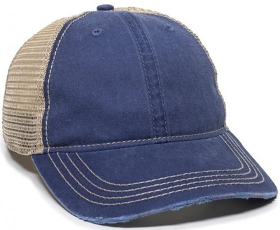 Outdoor Heavy Distressed Tea Stained Mesh | Wholesale Trucker Mesh Hats