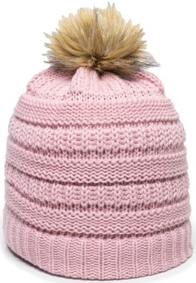 Outdoor Ladies Cable Knit Faux Fur Pom | Knit Beanies : Custom, Blank and Wholesale Beanies