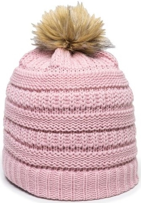 Outdoor Ladies Cable Knit Faux Fur Pom | Wholesale Knit Beanies