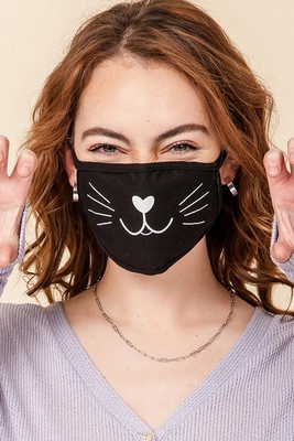 2-Layer Cat Face Washable Reusable Double Zero Face Protection -CapWholesalers