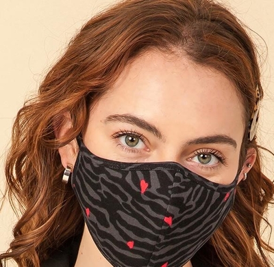 3-Layer Washable Zebra Heart Face Protection (10 Pack) $15.00=$1.50 each