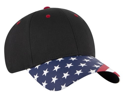 Otto Caps: American Flag Visor Garment Washed Mesh Back Hats