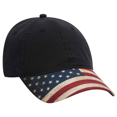 Otto Caps: Wholesale US Flag Pattern Washed Cotton Twill Cap