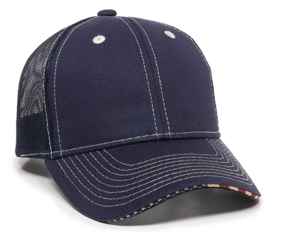 Outdoor Twill Mesh Back W/Flag Sandwich Visor | Wholesale Patriotic & Novelty Hats
