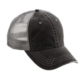 Mega Cap 6990 Herringbone Trucker Cap - Black/ Grey - One Size