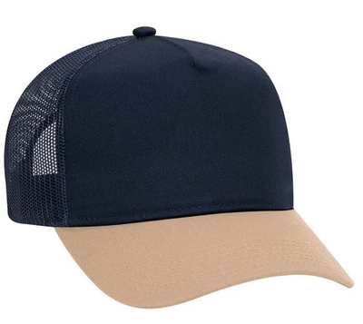 Cotton Blend Twill Five Panel Mid Profile Style Mesh Back Trucker