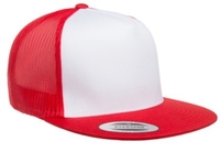 Image Yupoong Flat Billed White Front Trucker Mesh