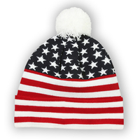 Image Outdoor Jacquard Stars & Stripes Fleece Pom Pom Beanie