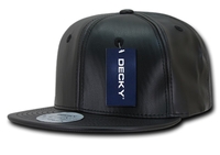 Image Decky Brand 6 Panel High Profile Structured Faux Leather Snapback