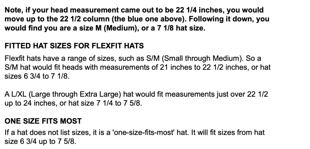 puma cap size chart