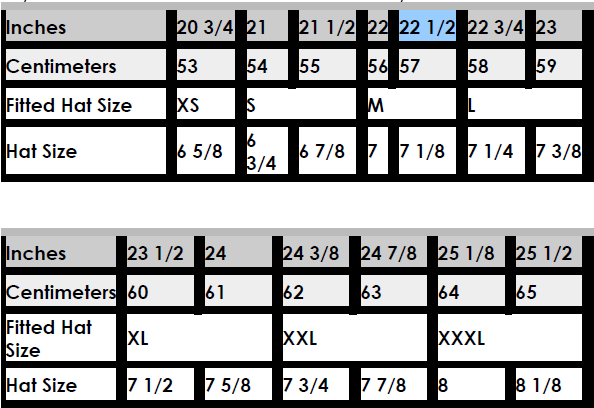 New Era Stretch Fit Size Chart